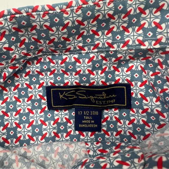 KS Signature men’s blue textured button down shirt 17 1/2 Tall NWT L56-17 - Picture 6 of 6
